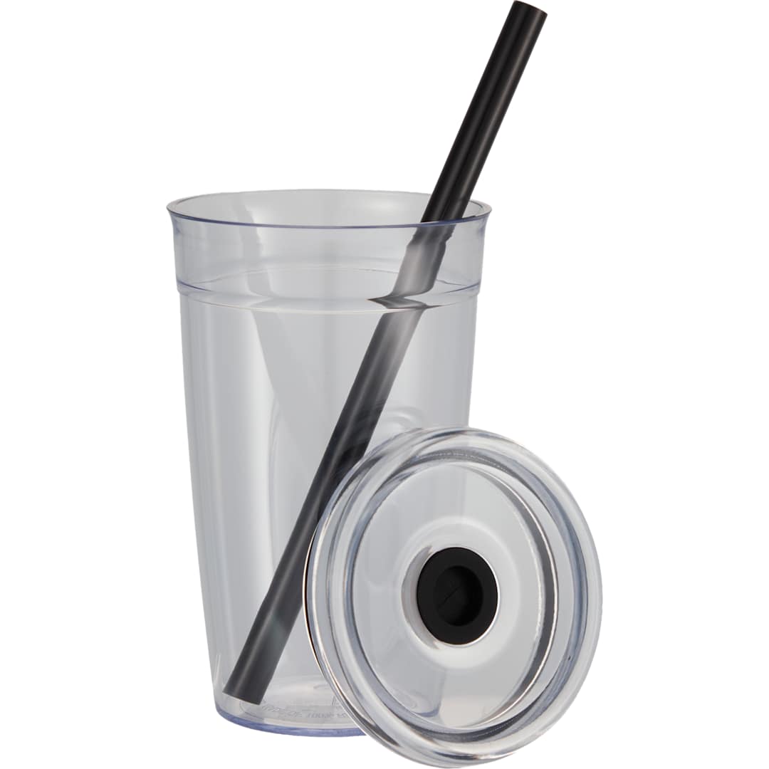 Anna Recycled Acrylic Tumbler w/ Straw 15oz - SM-6560 Black