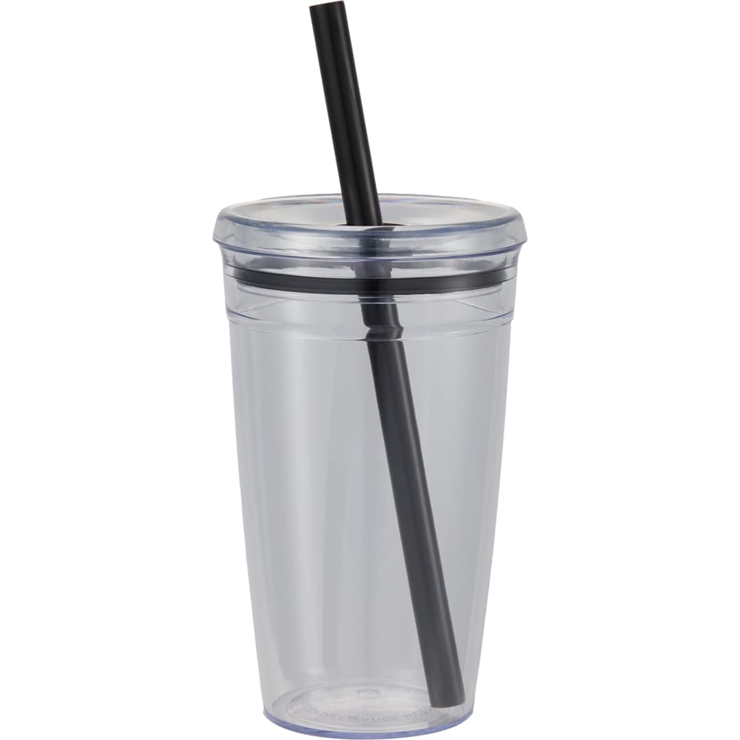 Anna Recycled Acrylic Tumbler w/ Straw 15oz - SM-6560 Black