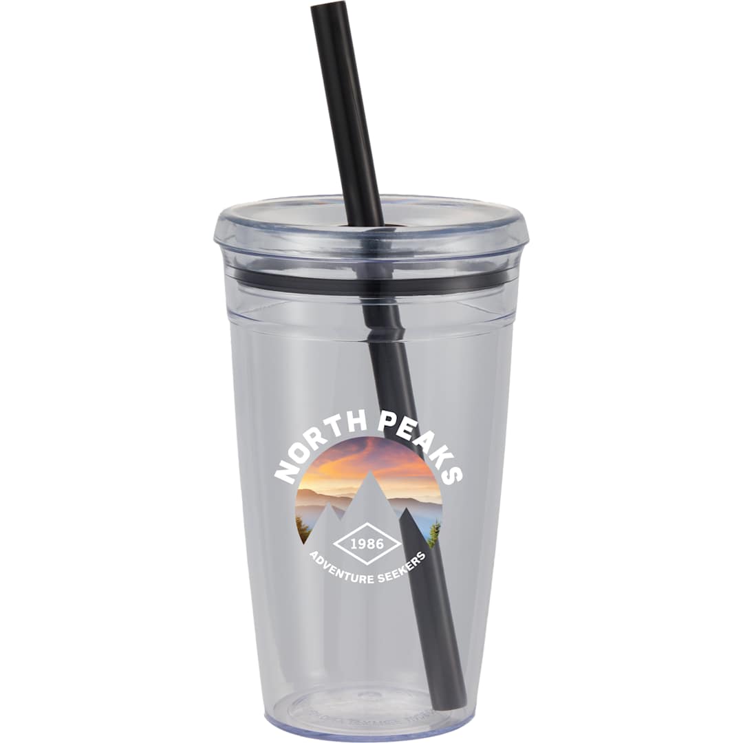 Anna Recycled Acrylic Tumbler w/ Straw 15oz - SM-6560 Black