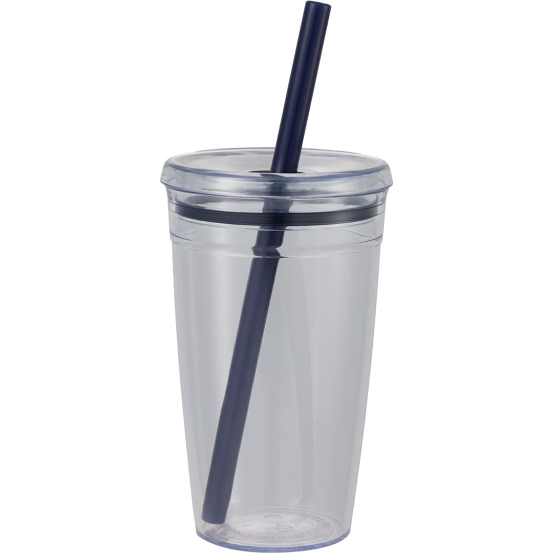 Anna Recycled Acrylic Tumbler w/ Straw 15oz - SM-6560 Blue