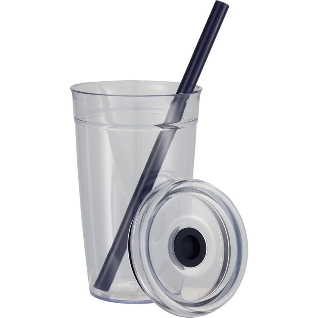 Anna Recycled Acrylic Tumbler w/ Straw 15oz - SM-6560 Blue