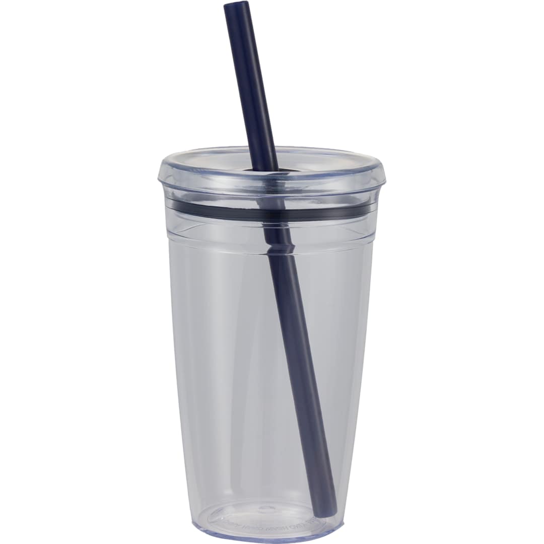 Anna Recycled Acrylic Tumbler w/ Straw 15oz - SM-6560 Blue