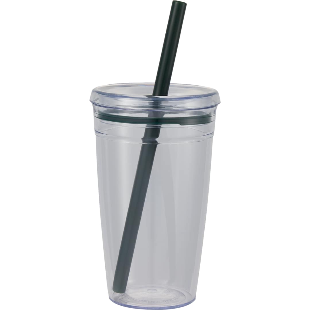 Anna Recycled Acrylic Tumbler w/ Straw 15oz - SM-6560 Green