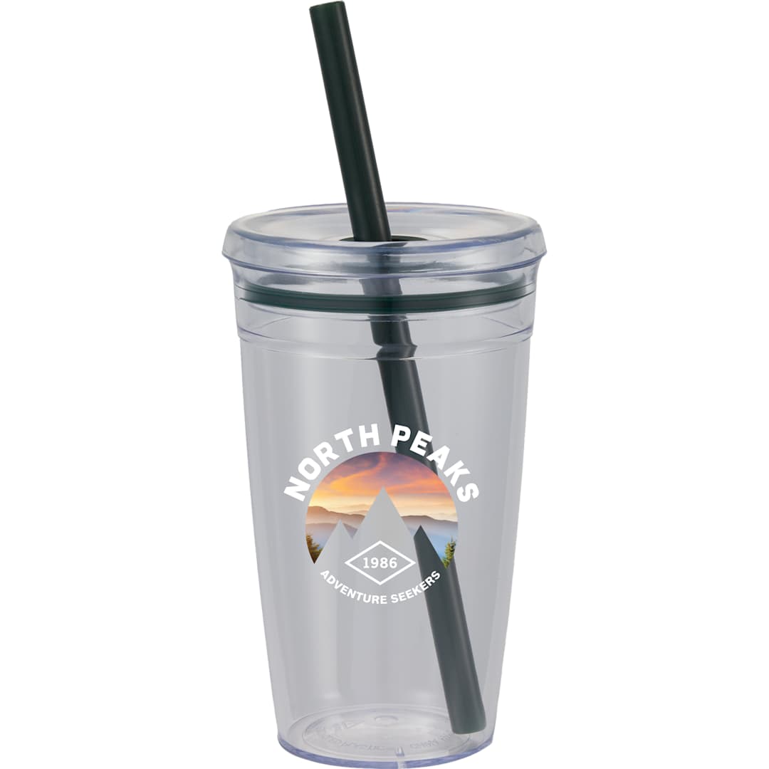 Anna Recycled Acrylic Tumbler w/ Straw 15oz - SM-6560 Green