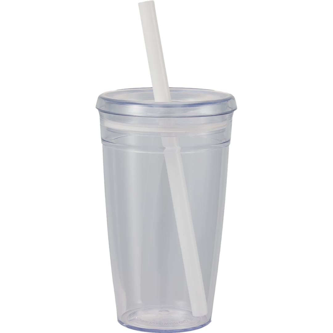 Anna Recycled Acrylic Tumbler w/ Straw 15oz - SM-6560 White