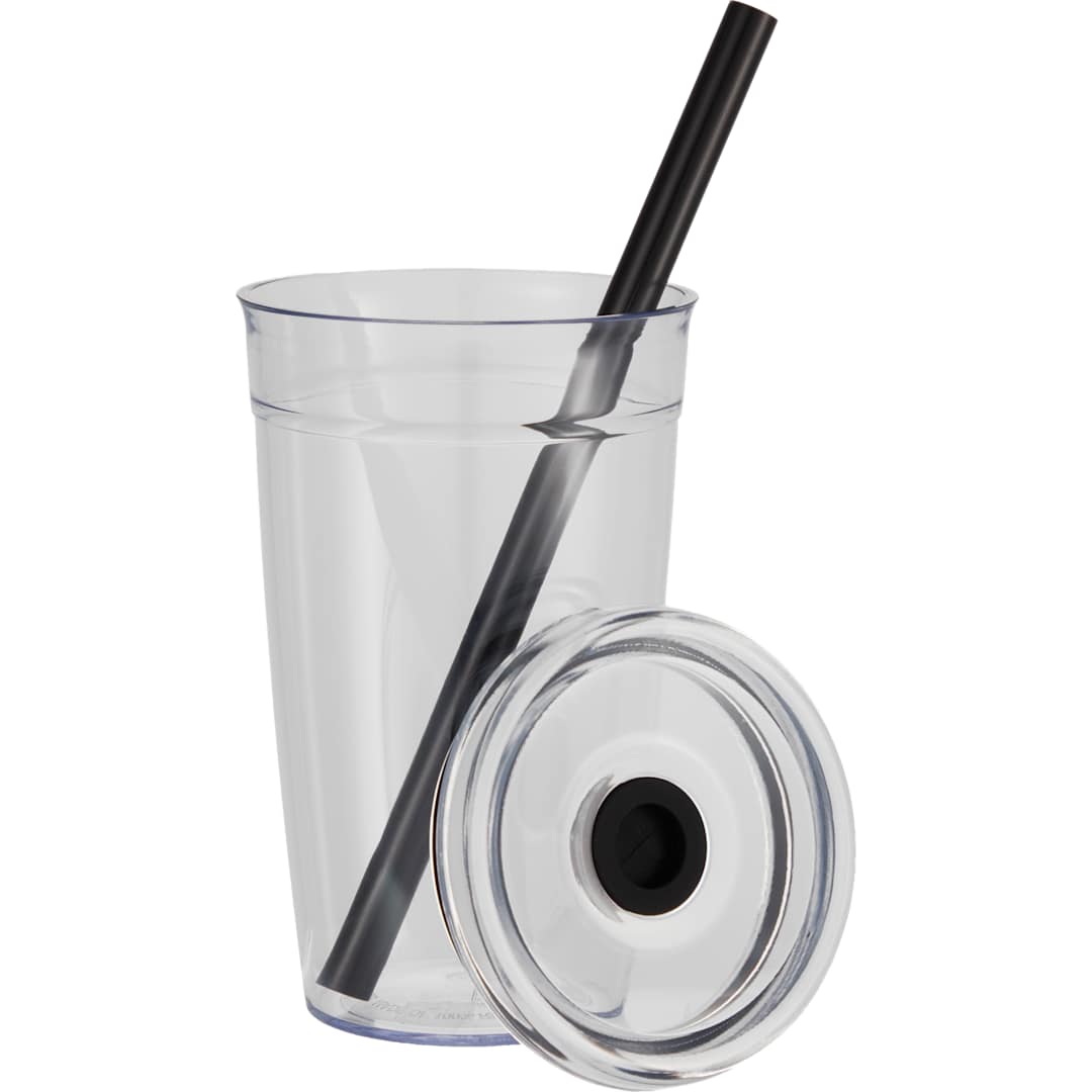 Anna Recycled Acrylic Tumbler w/ Straw 15oz - SM-6560 Black