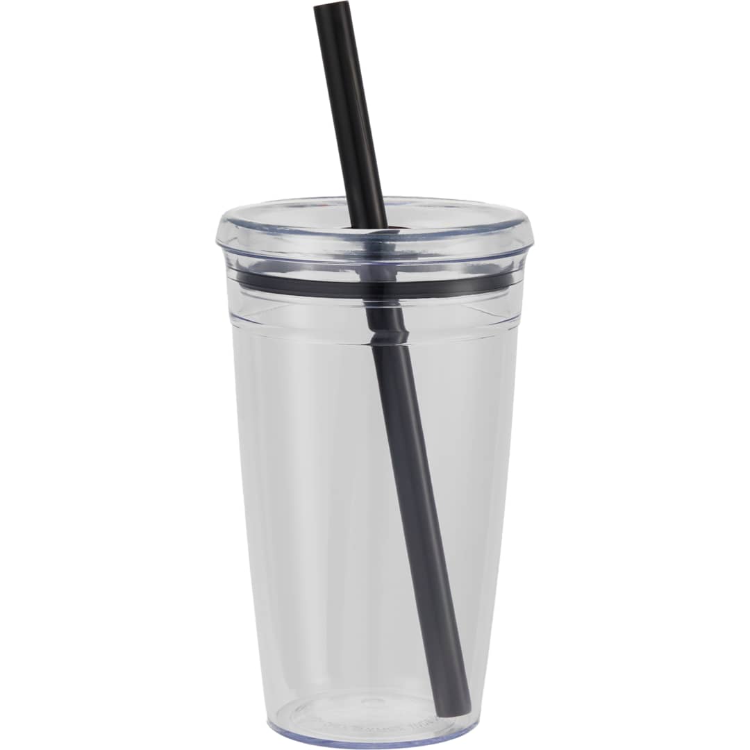 Anna Recycled Acrylic Tumbler w/ Straw 15oz - SM-6560 Black