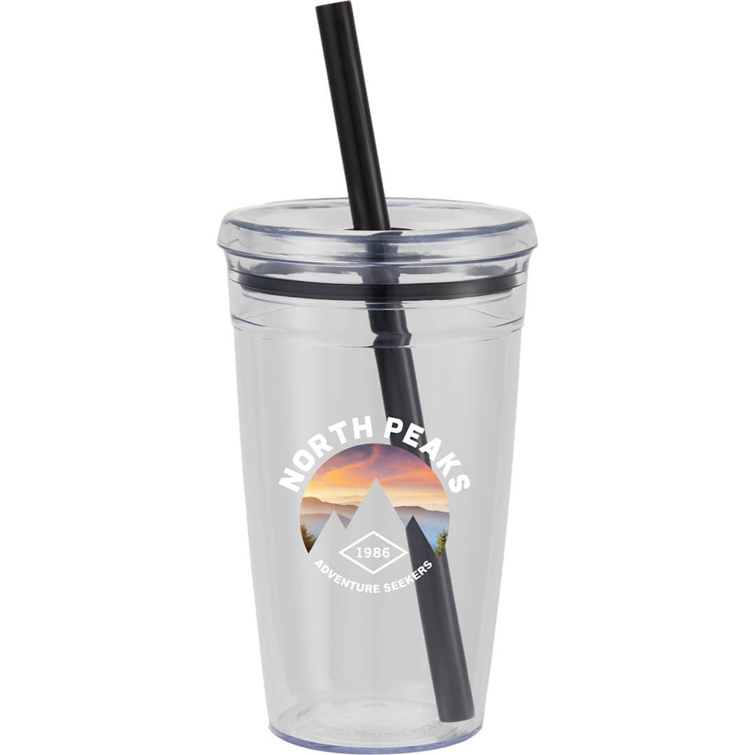 Anna Recycled Acrylic Tumbler w/ Straw 15oz - SM-6560 Black