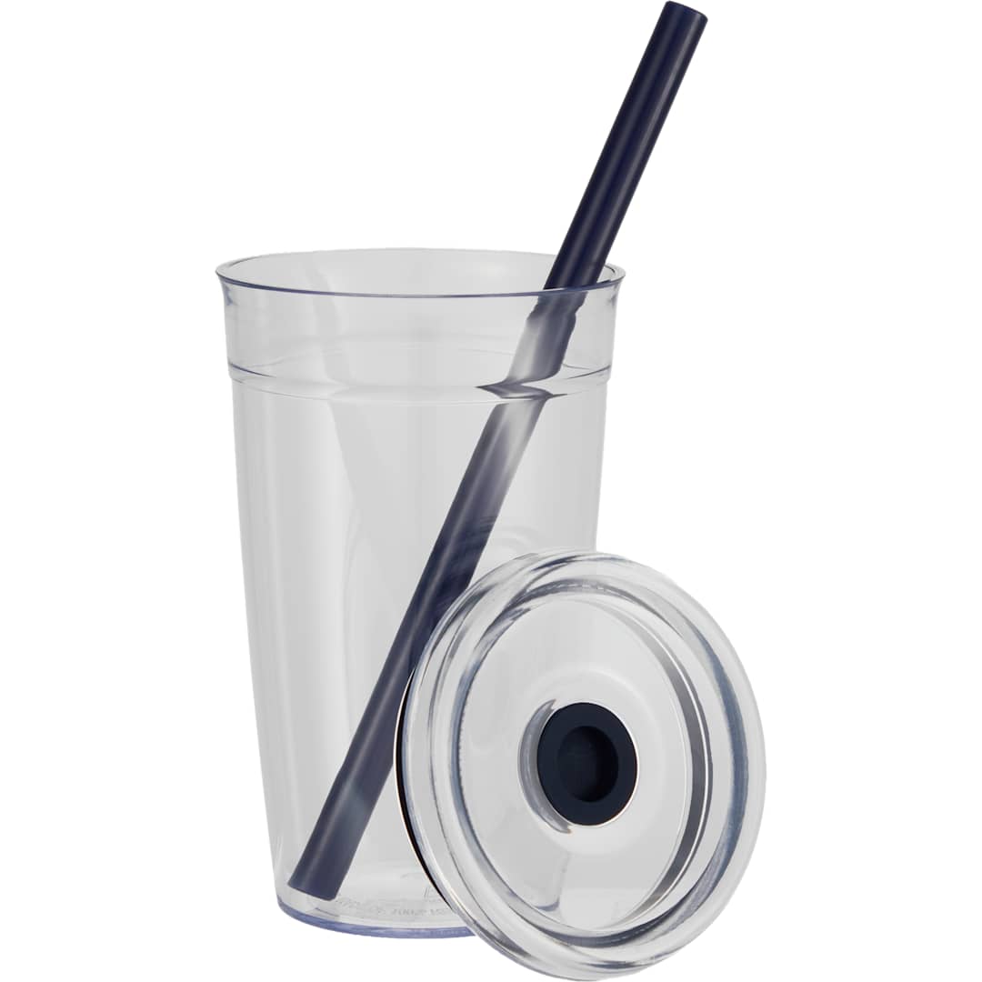 Anna Recycled Acrylic Tumbler w/ Straw 15oz - SM-6560 Blue