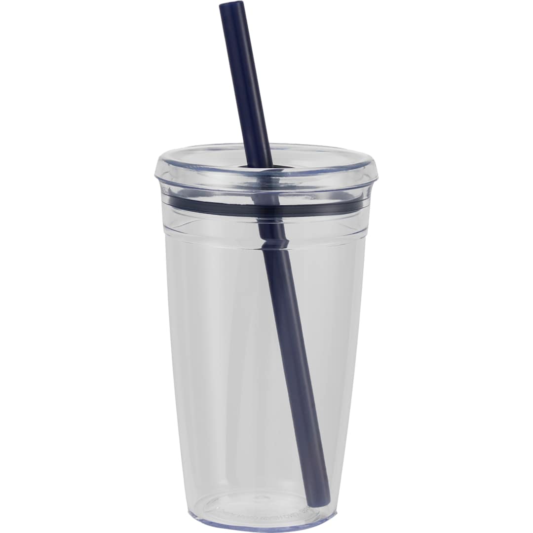 Anna Recycled Acrylic Tumbler w/ Straw 15oz - SM-6560 Blue