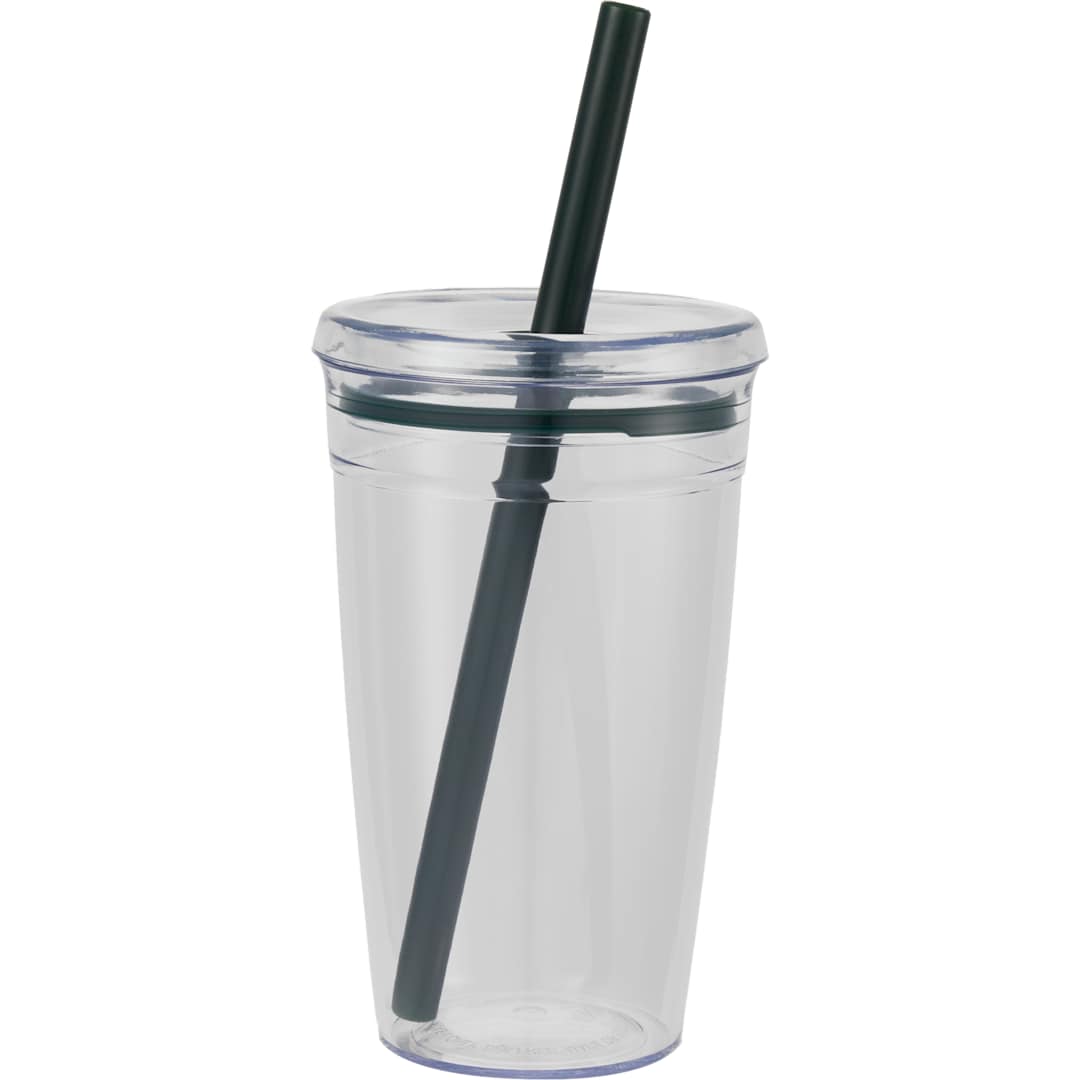 Anna Recycled Acrylic Tumbler w/ Straw 15oz - SM-6560 Green