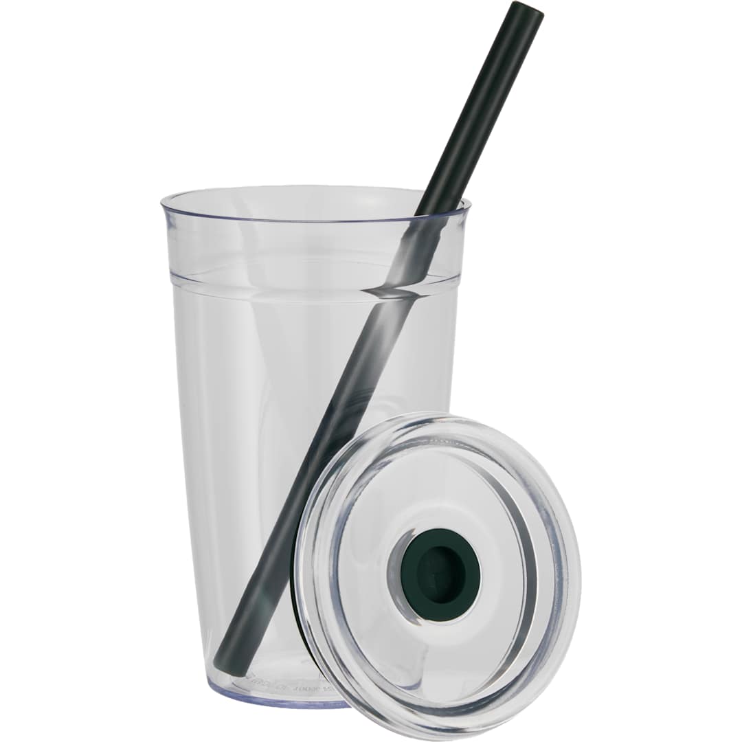 Anna Recycled Acrylic Tumbler w/ Straw 15oz - SM-6560 Green