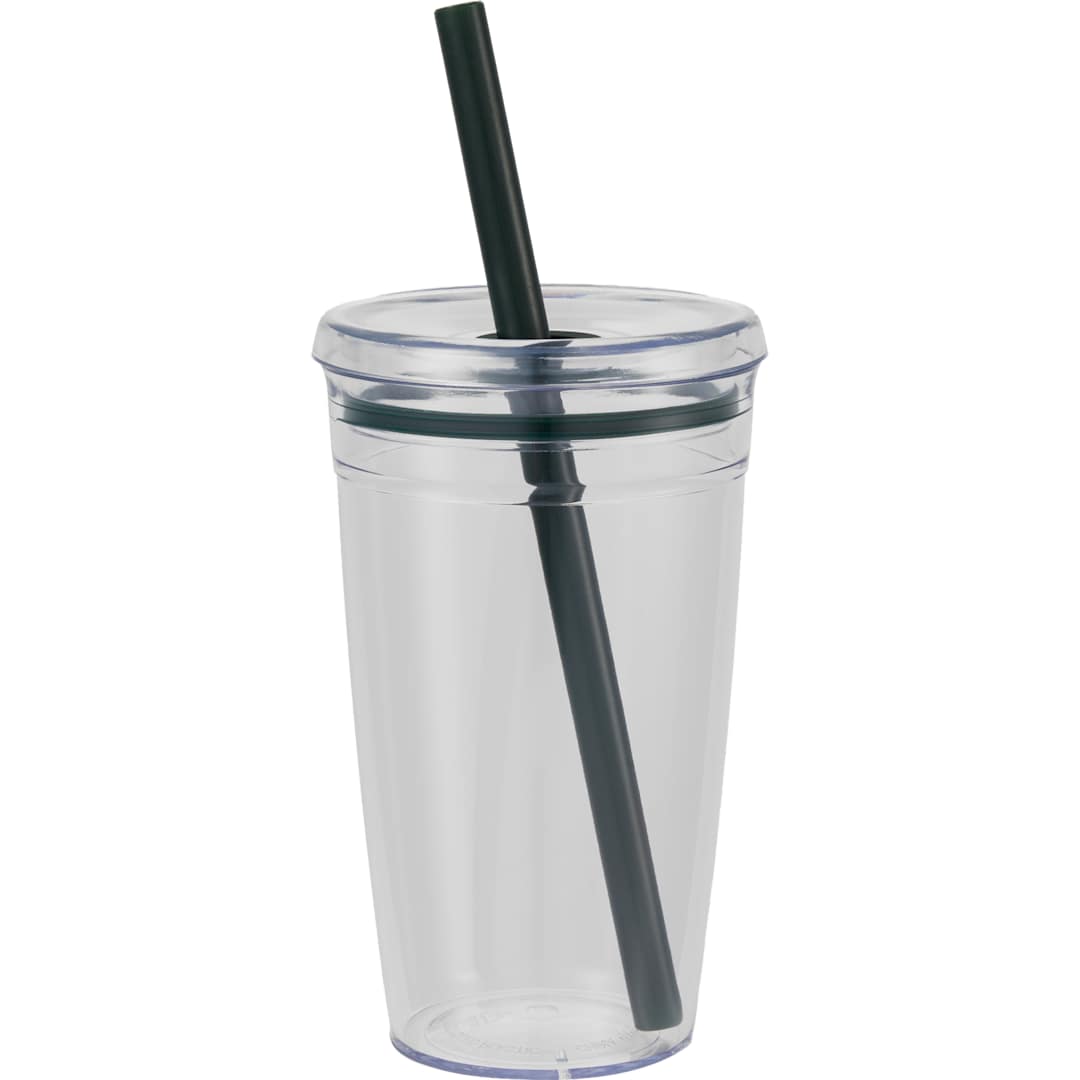 Anna Recycled Acrylic Tumbler w/ Straw 15oz - SM-6560 Green