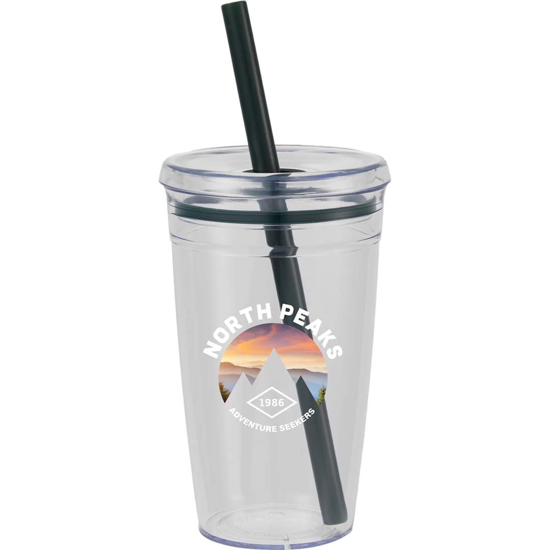Anna Recycled Acrylic Tumbler w/ Straw 15oz - SM-6560 Green