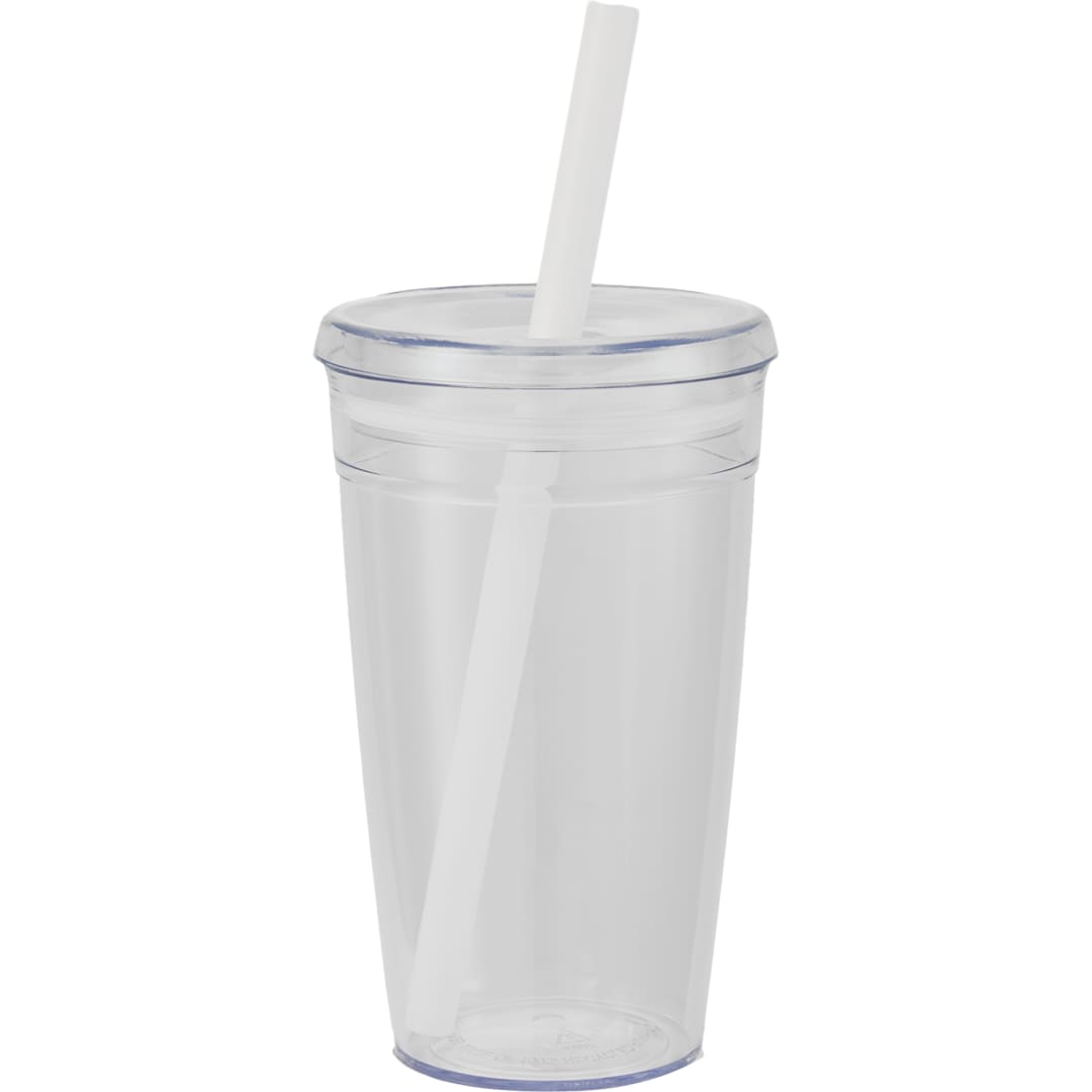 Anna Recycled Acrylic Tumbler w/ Straw 15oz - SM-6560 White