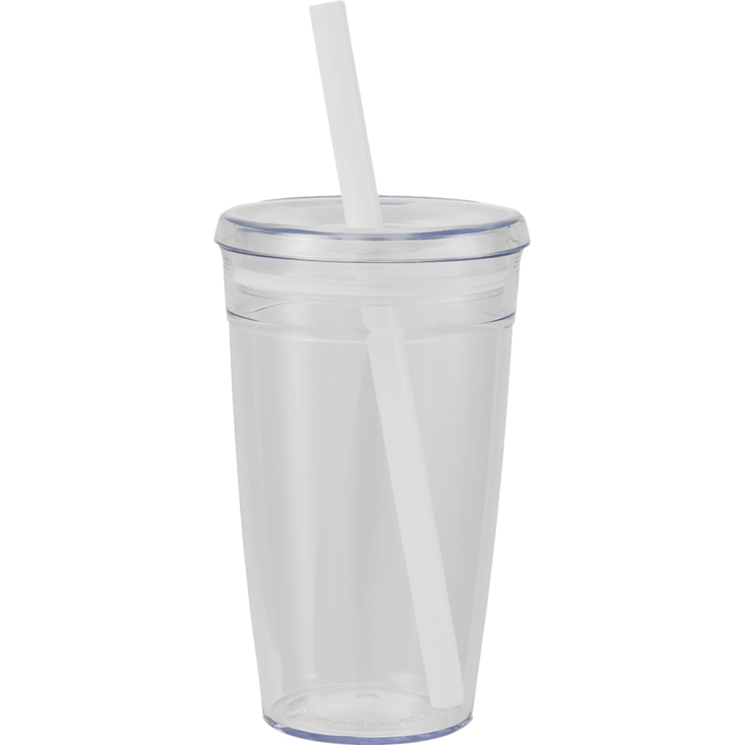 Anna Recycled Acrylic Tumbler w/ Straw 15oz - SM-6560 White