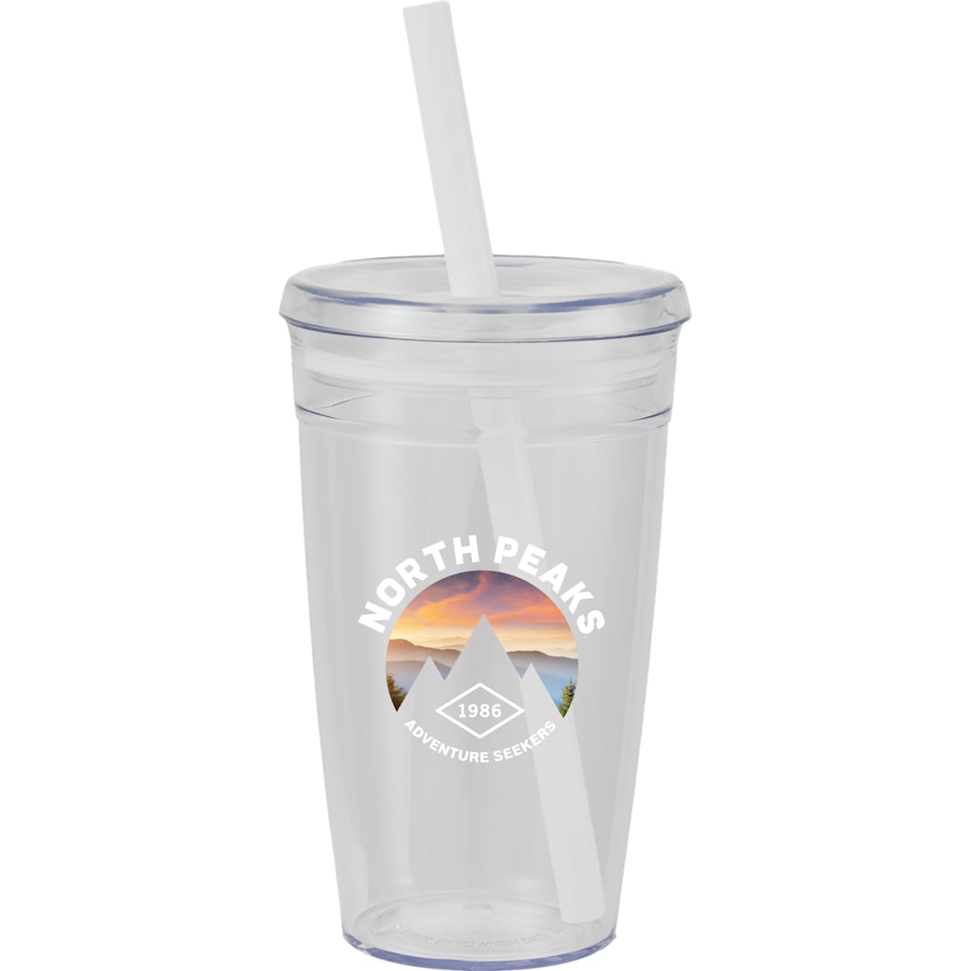 Anna Recycled Acrylic Tumbler w/ Straw 15oz - SM-6560 White