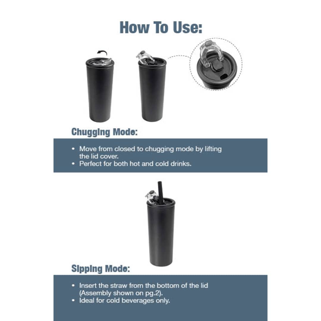 Kyser Recycled Vacuum Tumbler w/ Straw 20oz - 1602-36 Black