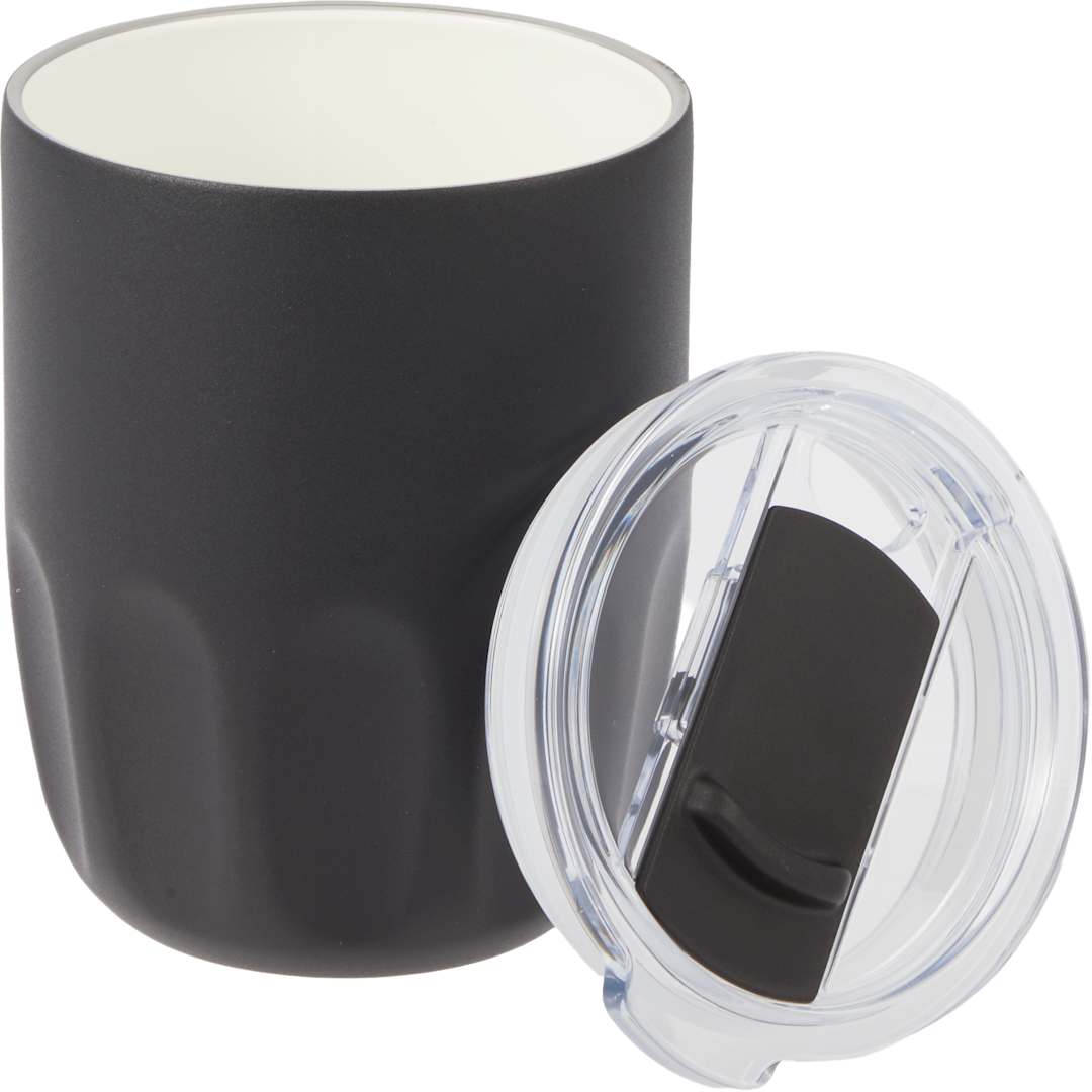 Olla Vacuum Coffee Cup w/ Ceramic Liner &amp; Lid 10oz - 1602-49 Black