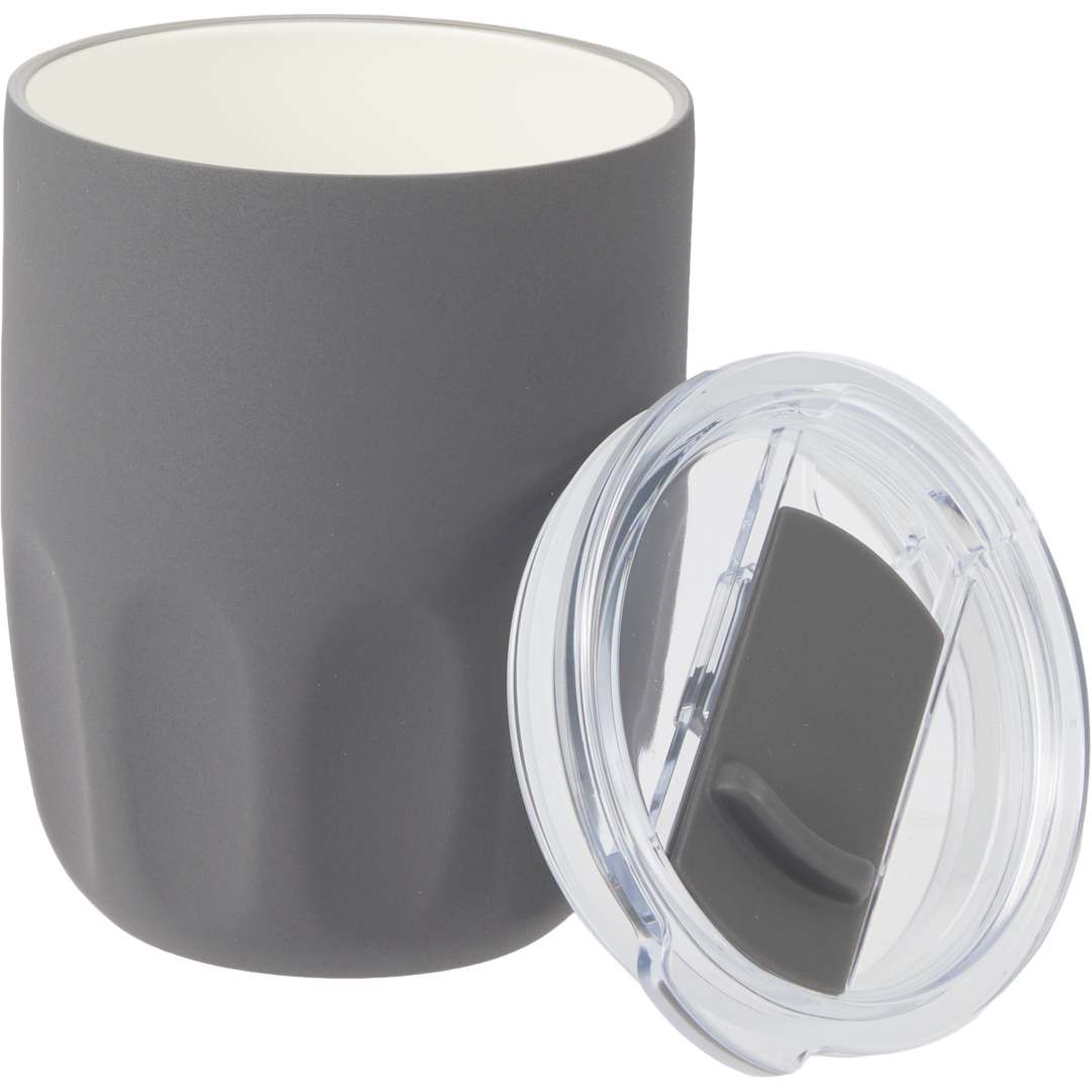 Olla Vacuum Coffee Cup w/ Ceramic Liner &amp; Lid 10oz - 1602-49 Gray