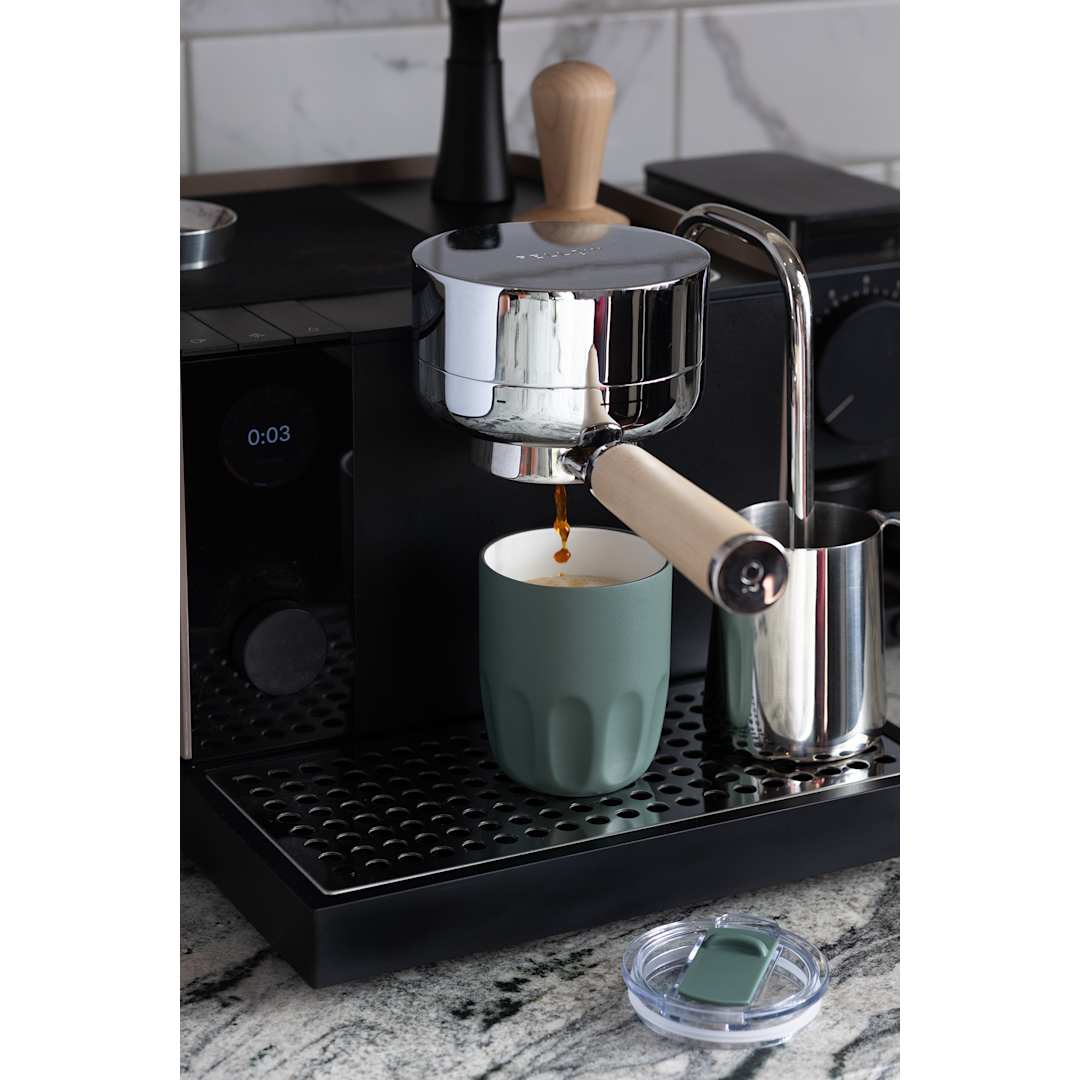 Olla Vacuum Coffee Cup w/ Ceramic Liner &amp; Lid 10oz - 1602-49 Green