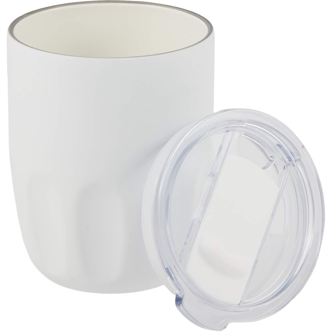 Olla Vacuum Coffee Cup w/ Ceramic Liner &amp; Lid 10oz - 1602-49 White