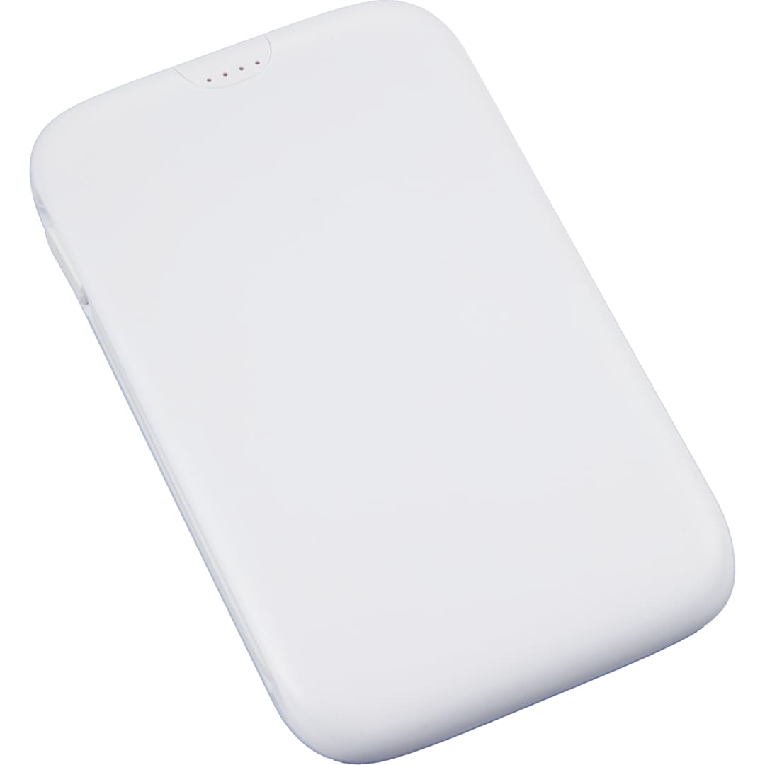 UL Listed 5000 20W Power Bank with Integrated Cabl - 7122-37 White