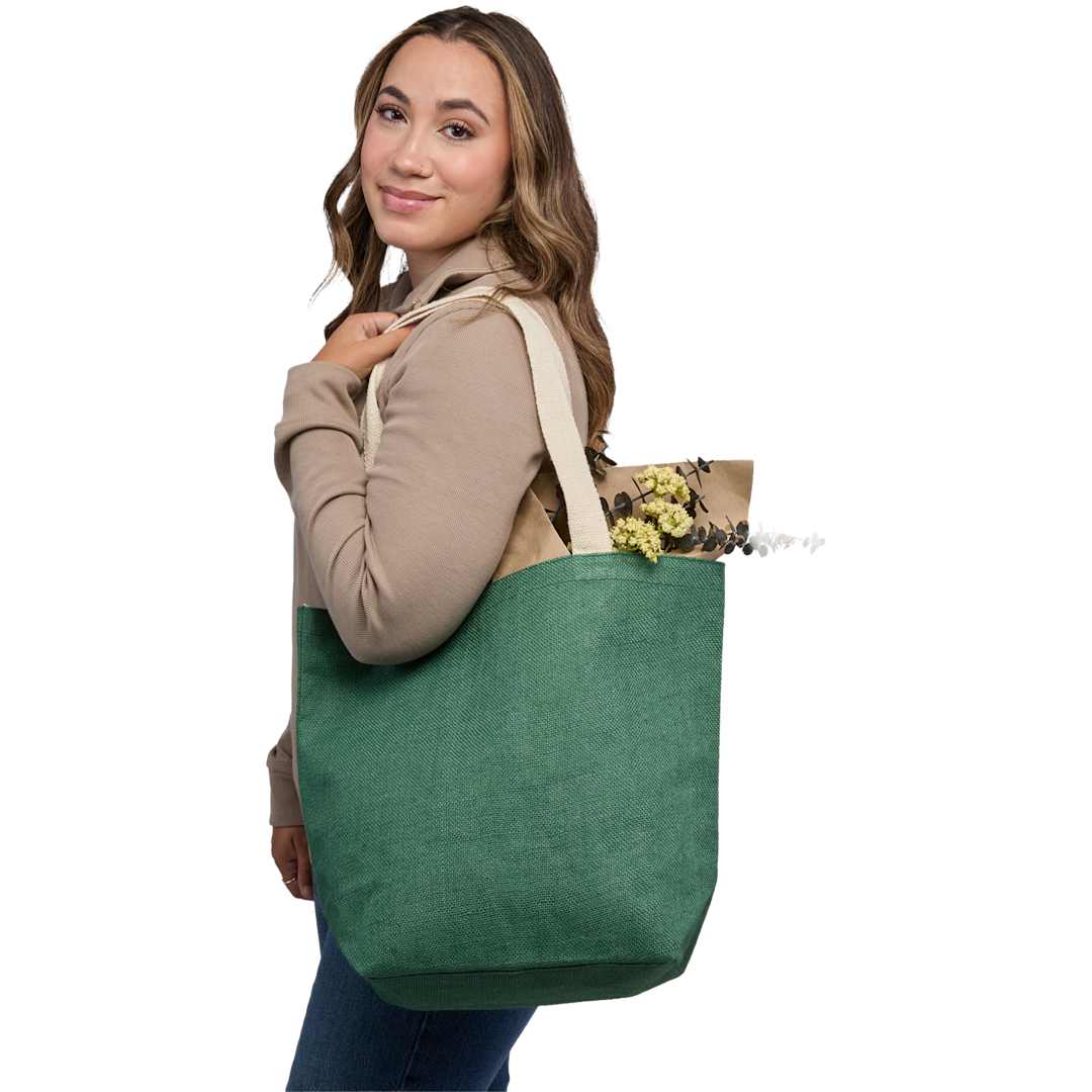 Sol Jute Classic Shopper Tote - 7901-80 Green