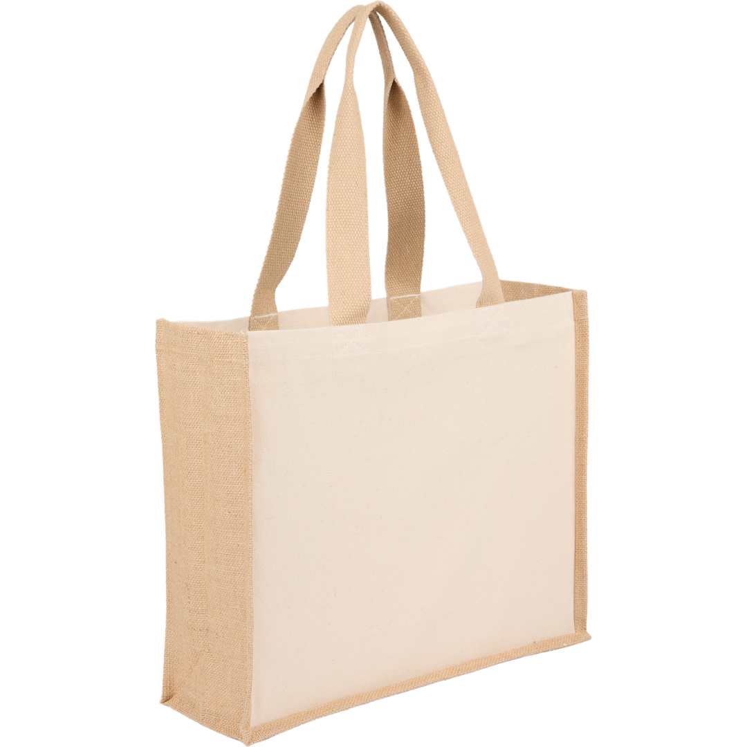 Sol Recycled Cotton &amp; Jute Shopper Tote - 7901-82 Natural