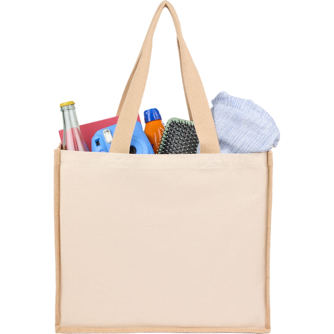 Sol Recycled Cotton &amp; Jute Shopper Tote - 7901-82 Natural