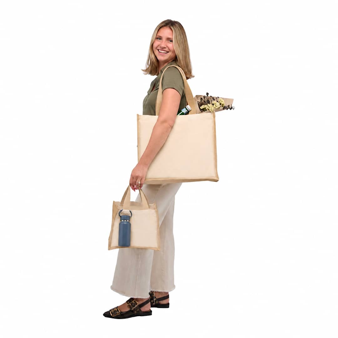 Sol Recycled Cotton &amp; Jute Shopper Tote - 7901-82 Natural