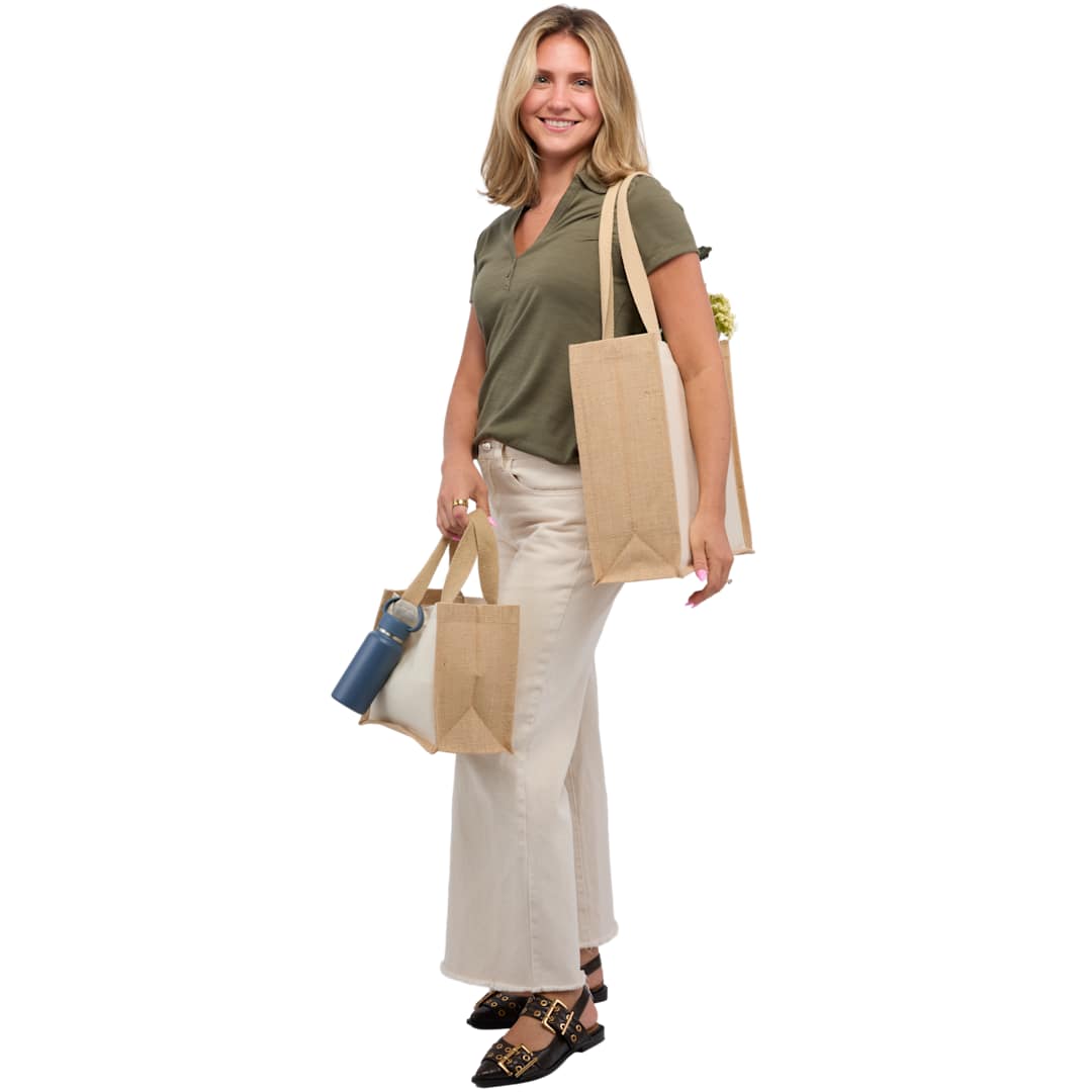 Sol Recycled Cotton &amp; Jute Shopper Tote - 7901-82 Natural