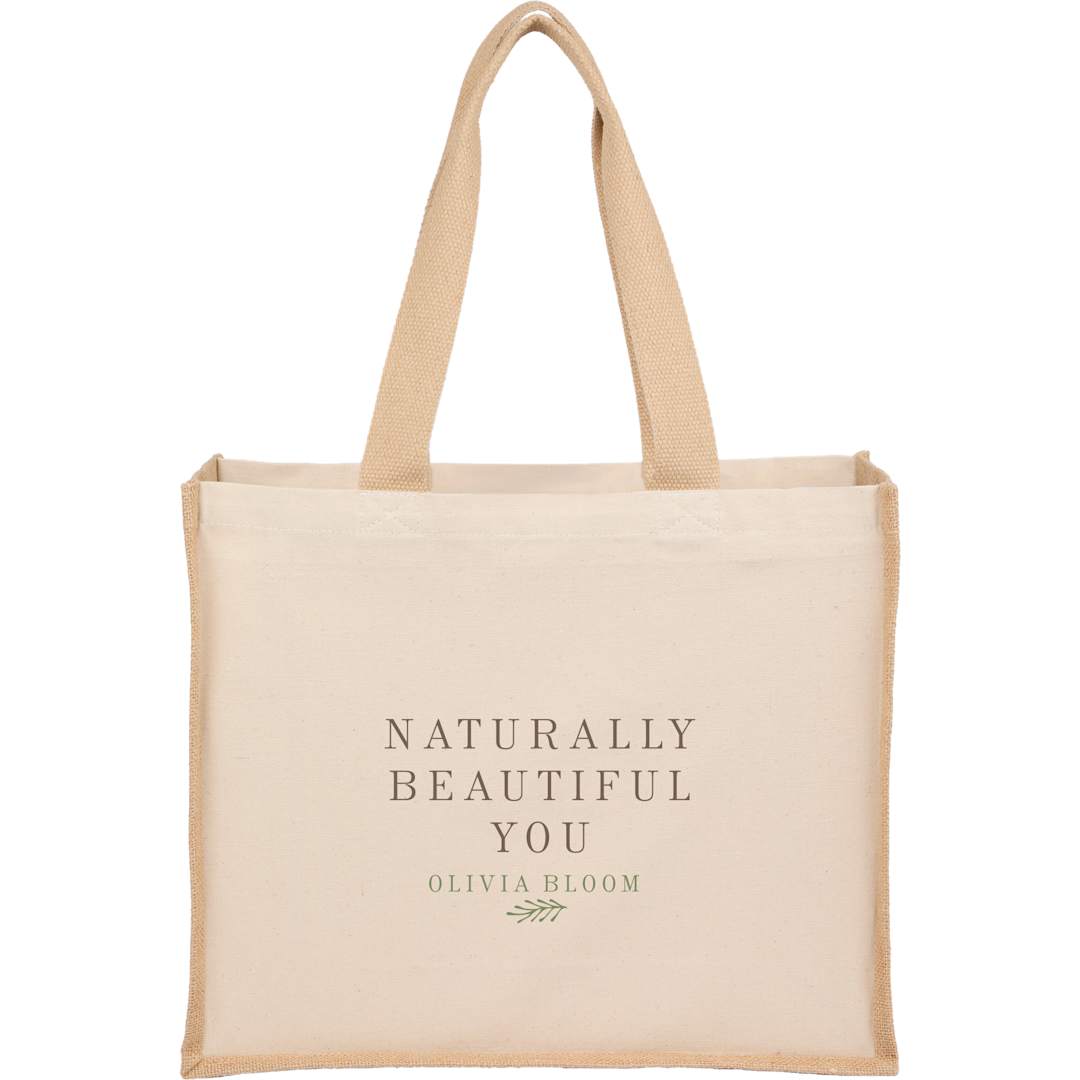 Sol Recycled Cotton &amp; Jute Shopper Tote - 7901-82 Natural