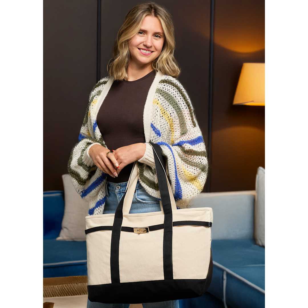 Jane Recycled Cotton Buckle Tote - 7901-84 Black