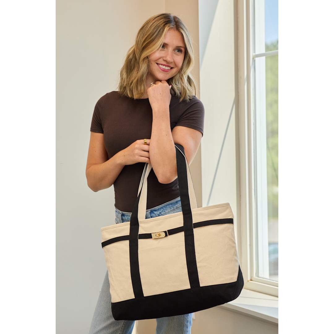Jane Recycled Cotton Buckle Tote - 7901-84 Black
