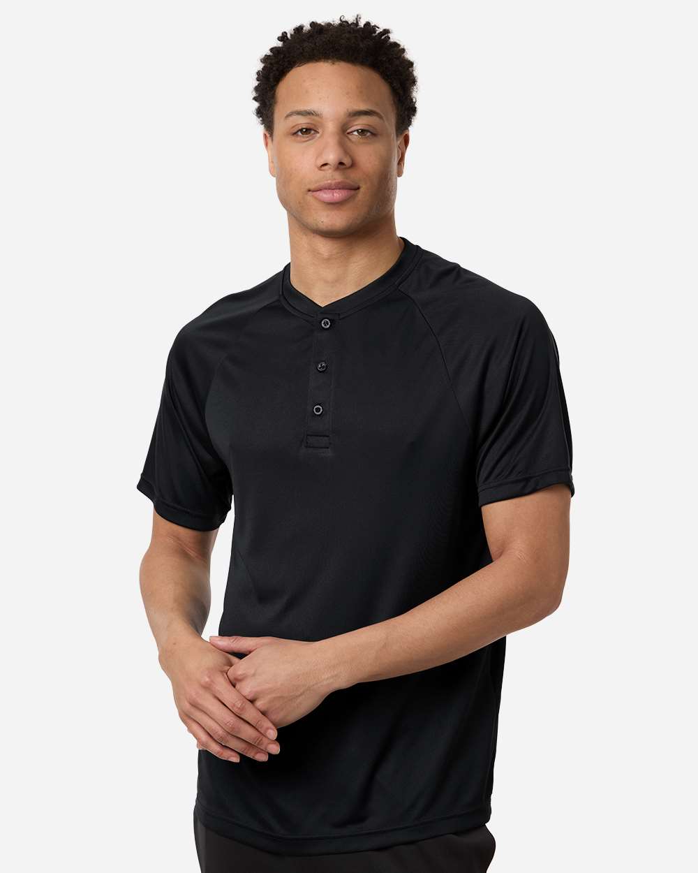 Team 365 Men's Zone Performance Henley - TT11HN Black