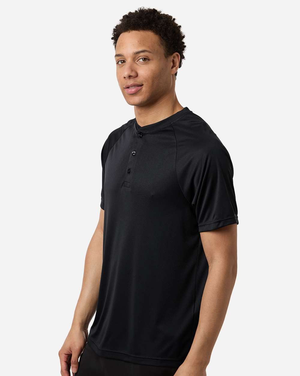 Team 365 Men's Zone Performance Henley - TT11HN Black