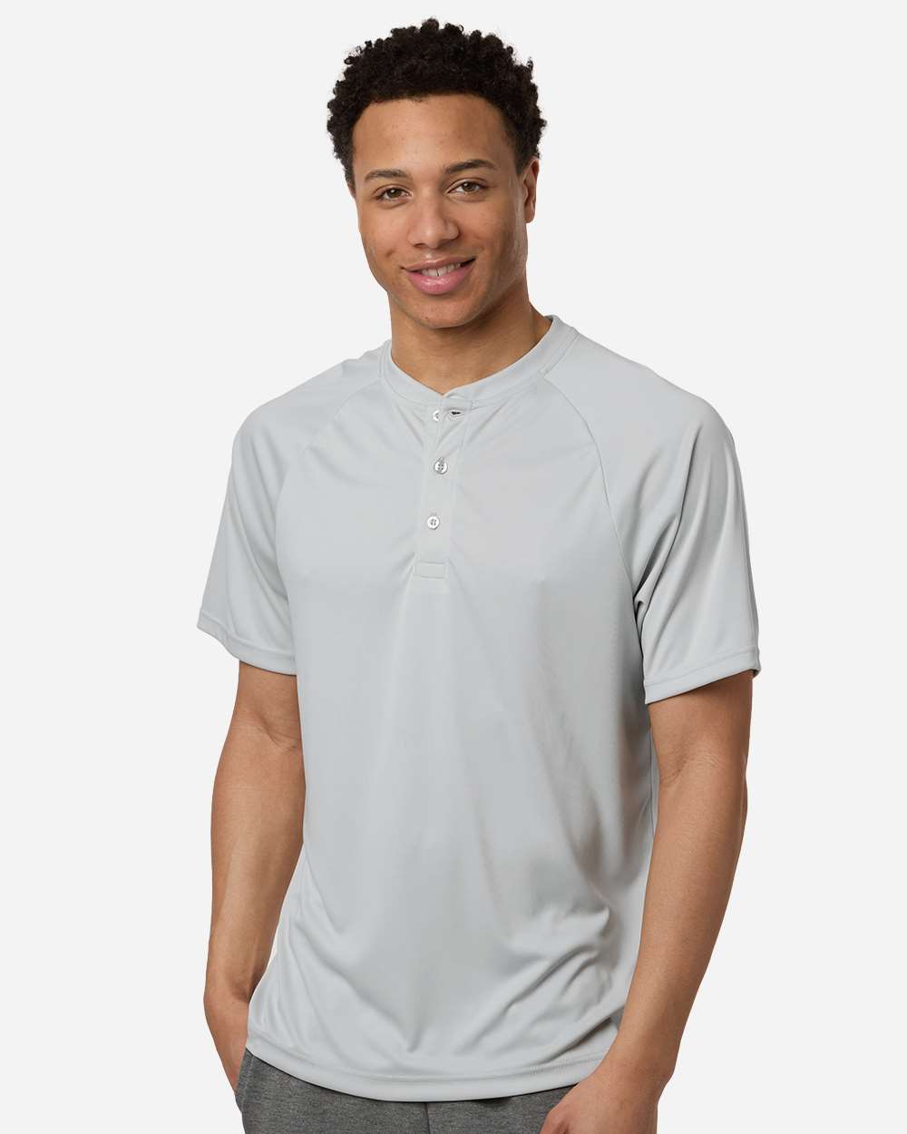 Team 365 Men's Zone Performance Henley - TT11HN Sport Silver