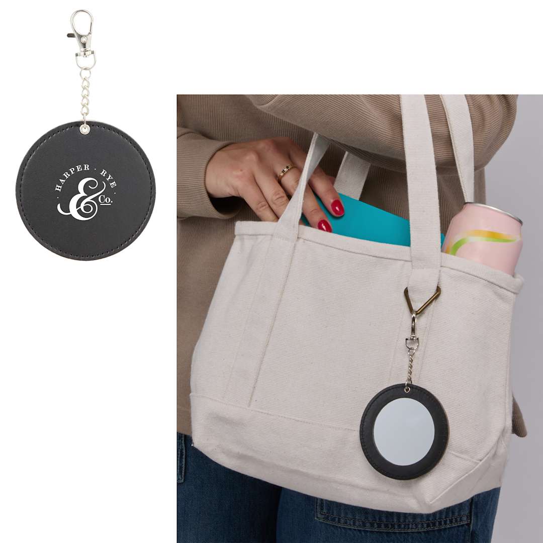 Recycled PU Travel Mirror Bag Charm - SM-1640 Black