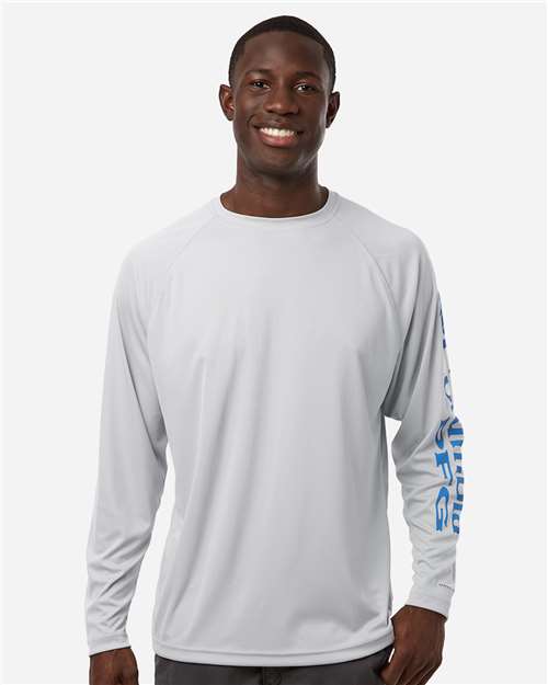 Columbia Men's PFG Terminal Tackle™ Long Sleeve T-Shirt - 212472 Cool Grey- Vivid Blue