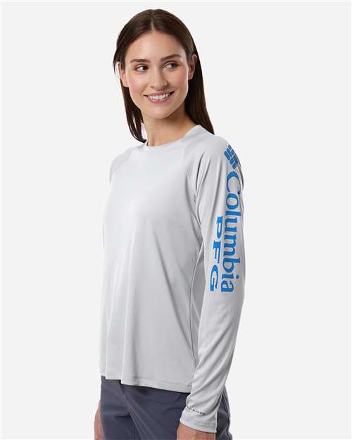 Columbia Women's PFG Tidal Tee™ II Long Sleeve - 212485 Cool Grey- Vivid Blue