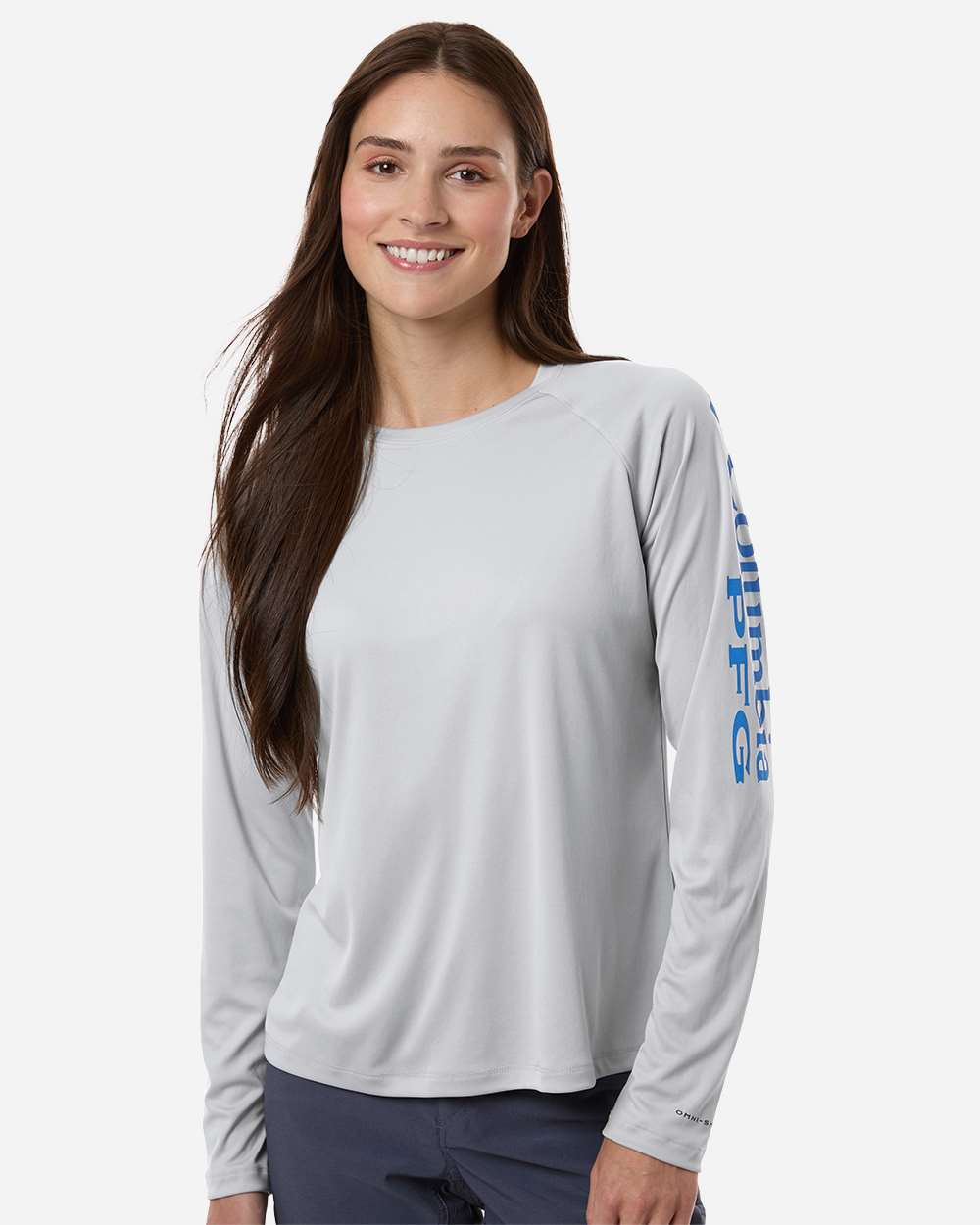 Columbia Women's PFG Tidal Tee™ II Long Sleeve - 212485 Cool Grey- Vivid Blue
