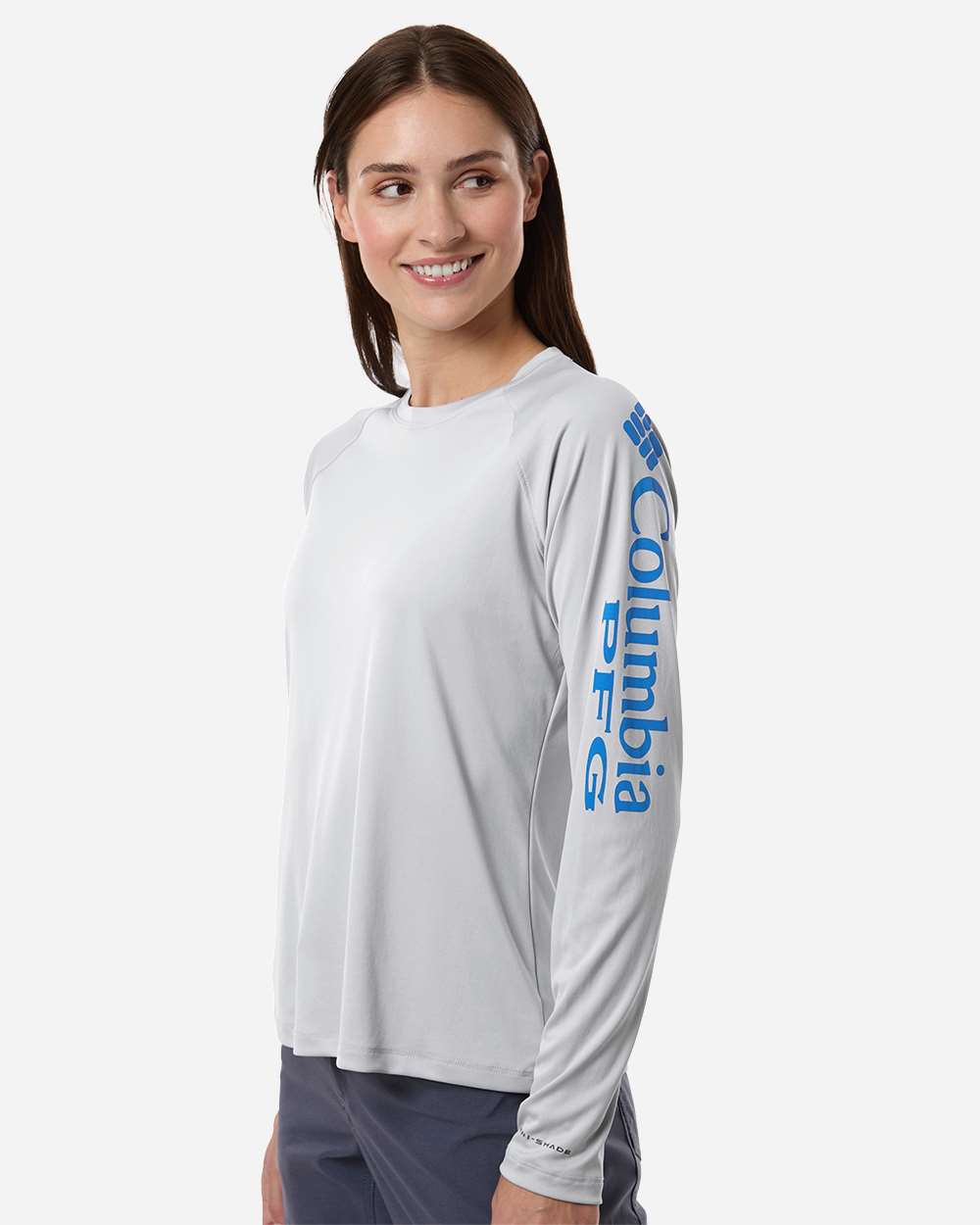 Columbia Women's PFG Tidal Tee™ II Long Sleeve - 212485 Cool Grey- Vivid Blue