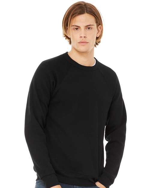 BELLA + CANVAS Unisex Sponge Fleece Raglan Crewneck Sweatshirt - 3901 Black