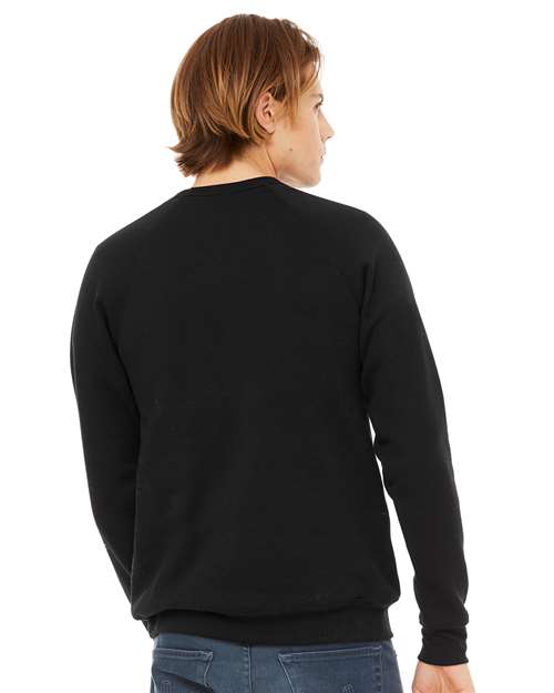 BELLA + CANVAS Unisex Sponge Fleece Raglan Crewneck Sweatshirt - 3901 Black