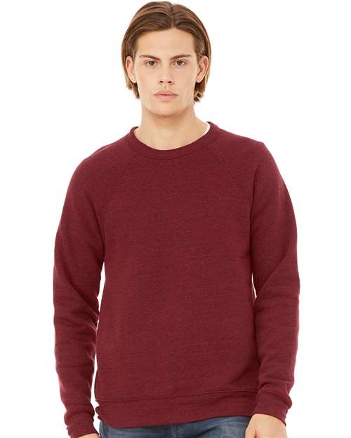 BELLA + CANVAS Unisex Sponge Fleece Raglan Crewneck Sweatshirt - 3901 Cardinal Triblend