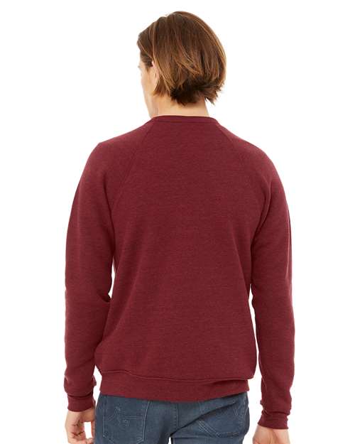 BELLA + CANVAS Unisex Sponge Fleece Raglan Crewneck Sweatshirt - 3901 Cardinal Triblend