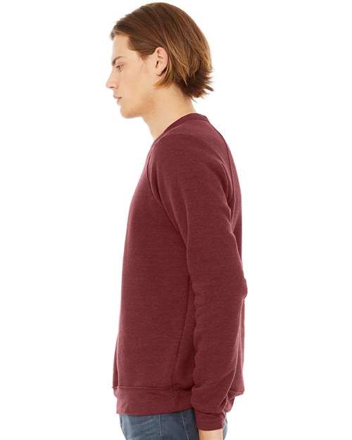 BELLA + CANVAS Unisex Sponge Fleece Raglan Crewneck Sweatshirt - 3901 Cardinal Triblend
