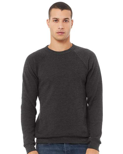 BELLA + CANVAS Unisex Sponge Fleece Raglan Crewneck Sweatshirt - 3901 Dark Grey Heather