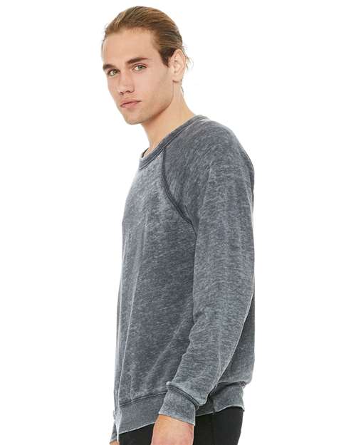 BELLA + CANVAS Unisex Sponge Fleece Raglan Crewneck Sweatshirt - 3901 Grey Acid Wash
